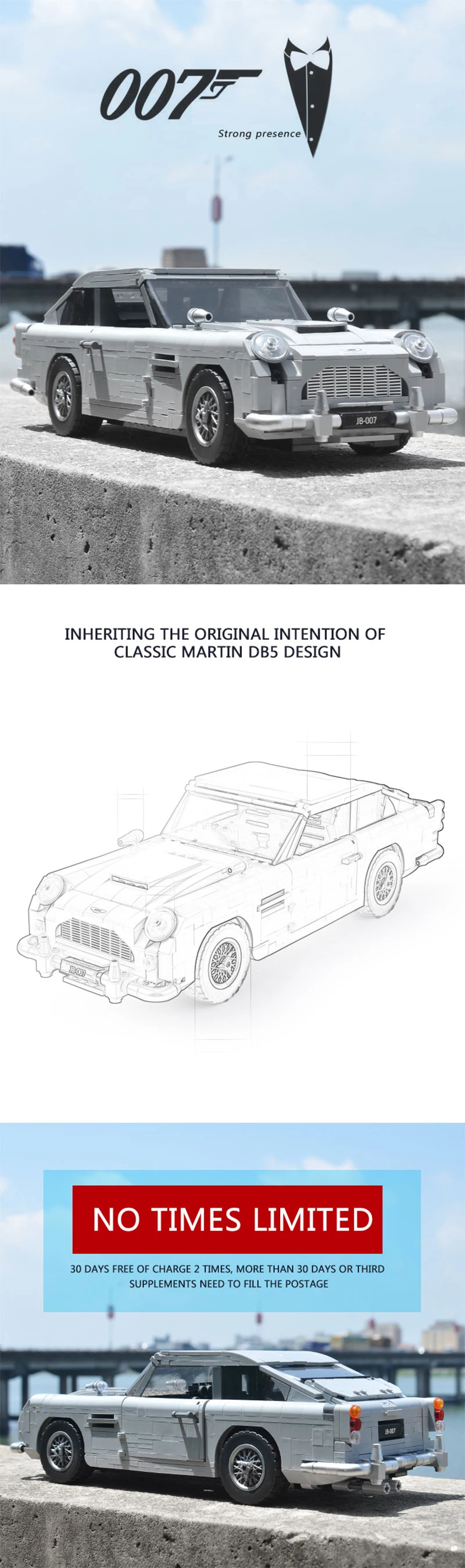 21046 совместимый создатель, 10262 Aston Martin DB5 Набор строительных блоков, кирпичи, Детская модель автомобиля, подарки, развивающие игрушки