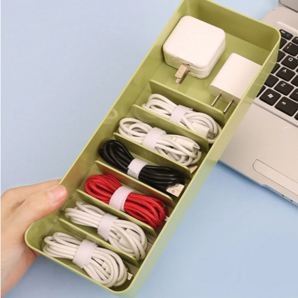 Desktop Data Cable Separation Storage Box Mobile Phone Charging Earphone Power Cord Sorting And Fixing with lid1 | Дом и сад