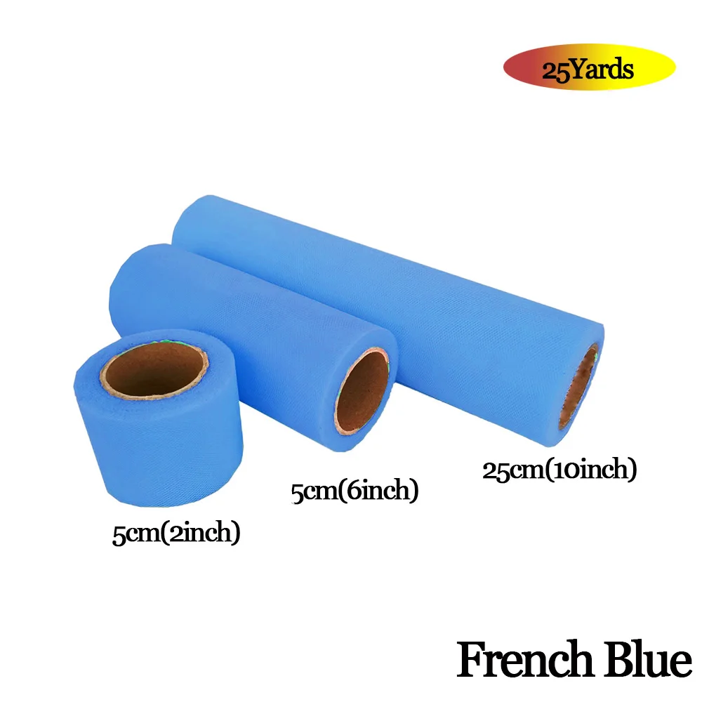 FRENCH BLUE Фатиновая юбка-пачка из органзы в рулоне 5 см, 15 см, 25 см, розовый, синий цвет, Тюлевая юбка-пачка из органзы, вечерние украшения для девочек 25 лет - Цвет: FRENCH BLUE