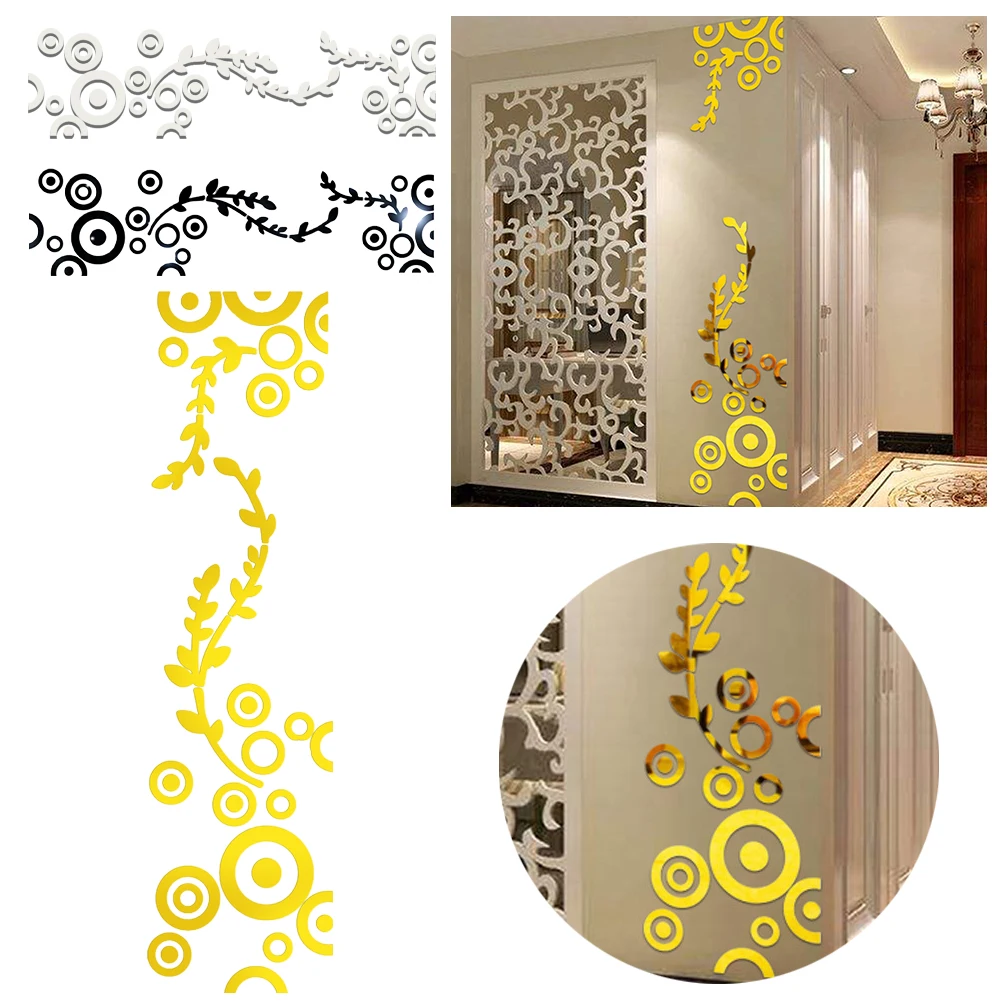 Изысканные цветы 3D зеркальные настенные наклейки Съемная наклейка