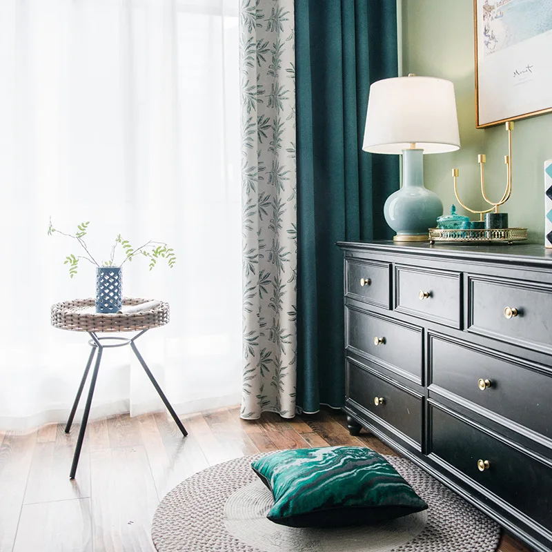 

Nordic-Style Plant Fresh Cashmere-like Shade Cloth Curtains For Bedroom Living Room Luxury Curtains Blackout Curtains