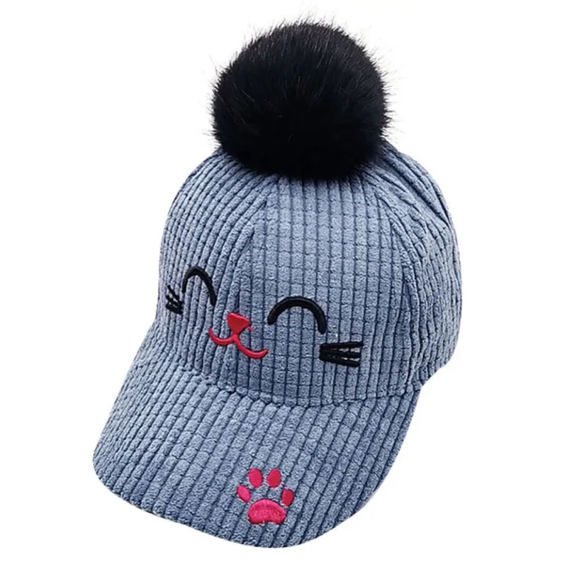 

Autumn Boys Girls Cartoon Embroidery Pattern Baseball Caps With Ball Design