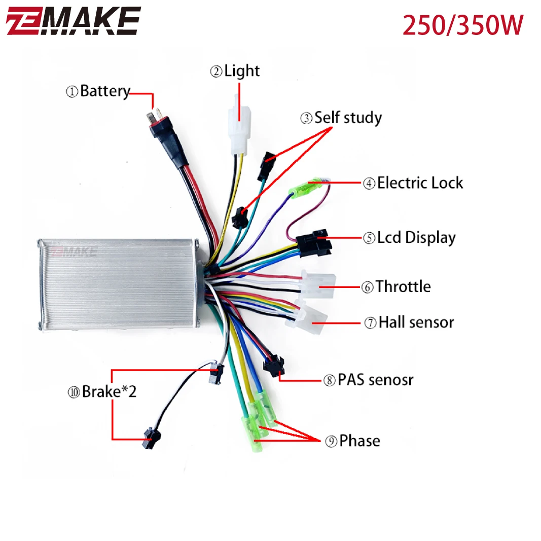 Контроллер электродвигателя zemake 24 В/36 В/48 В 350 Вт 500 с ЖК-дисплеем | Спорт и