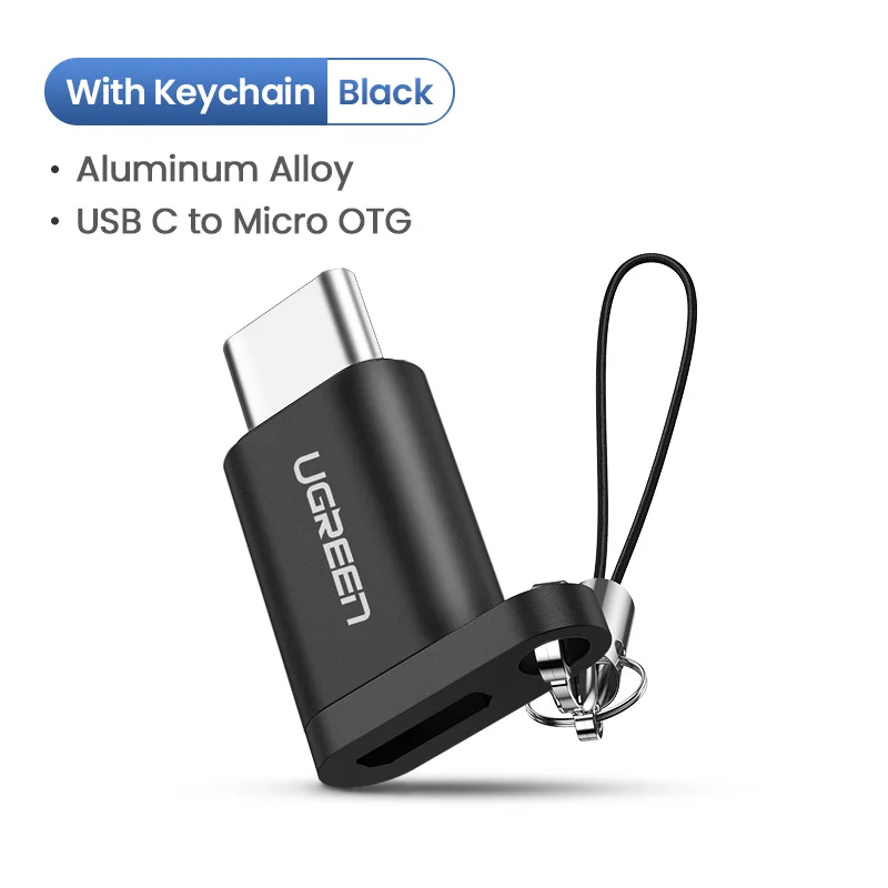 Black With Keychain Ugreen USB адаптер USB C на Micro USB OTG Тип Кабеля C конвертер для Macbook samsung Galaxy S8 S9 huawei p20 pro p10 OTG адаптер - Цвет: Black With Keychain