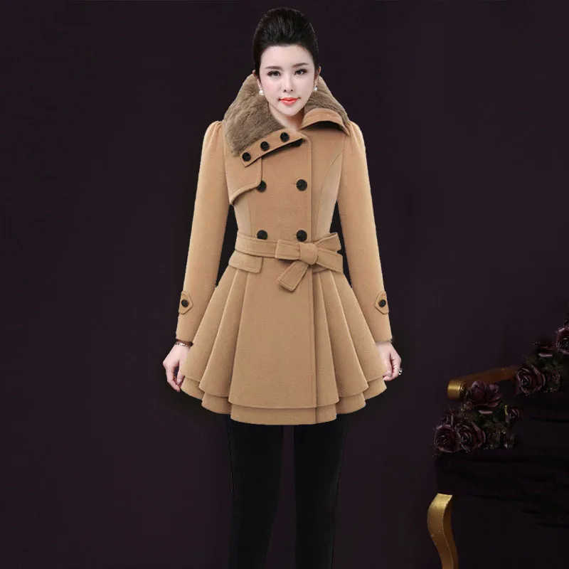 

2021 Winter Women Coats Europe Double Breasted Trench Belt Sashes Coats Casual Womens Long Sleeve Dress Clothes 5XL New Fashion