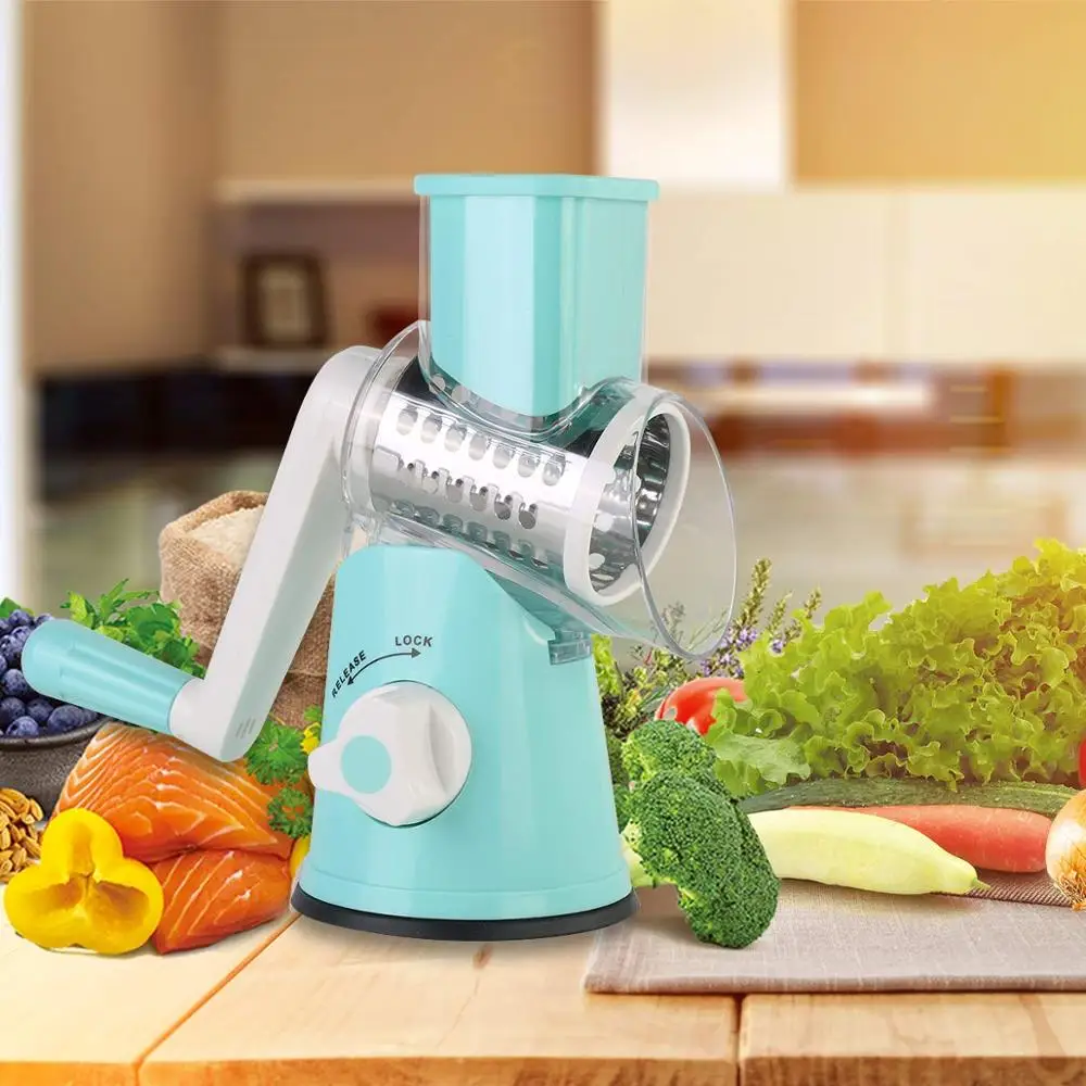 Ручная овощерезка Настольный барабан круглый мандолин ломтерка лук картофель