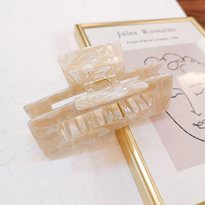 

New Ins Large Geometric Hairpins Hollow Out Square Tortoiseshell Leopard Acetate Hair Clip Hair Claw for Women Hair Accessories