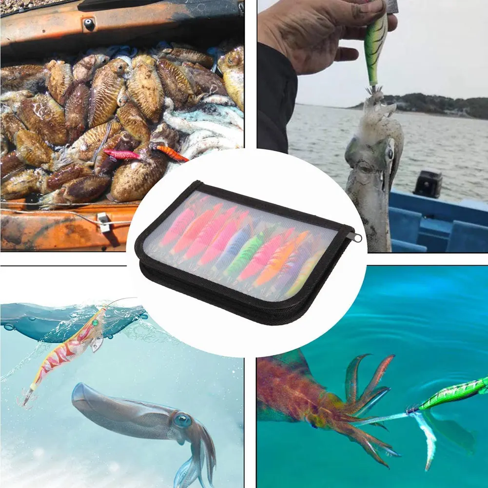 

10Pcs Fishing Lure Lead Sinker Squid Jig Hook Wooden Shrimp Artificial Fishing Lures Octopus Cuttlefish Shrimp Hard Fishing Bait