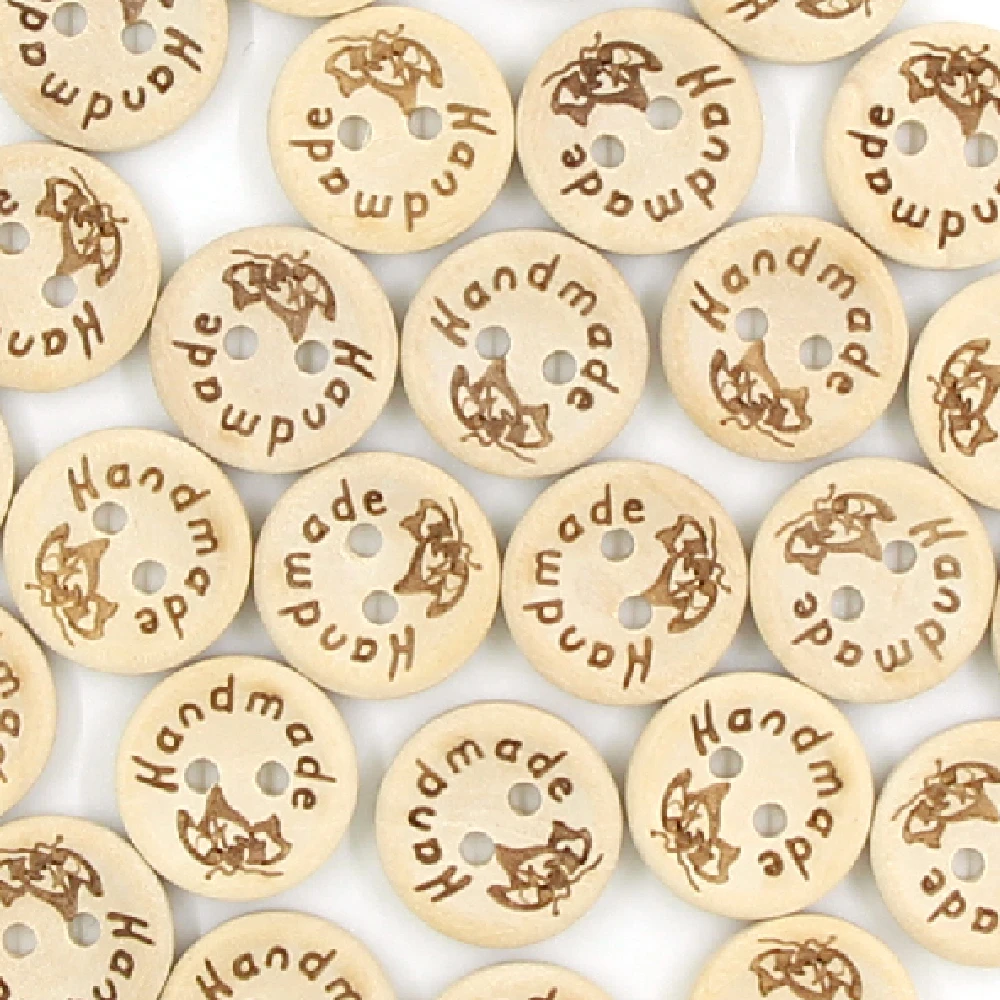 Круглые пуговицы ручной работы деревянные для рукоделия бирки натурального