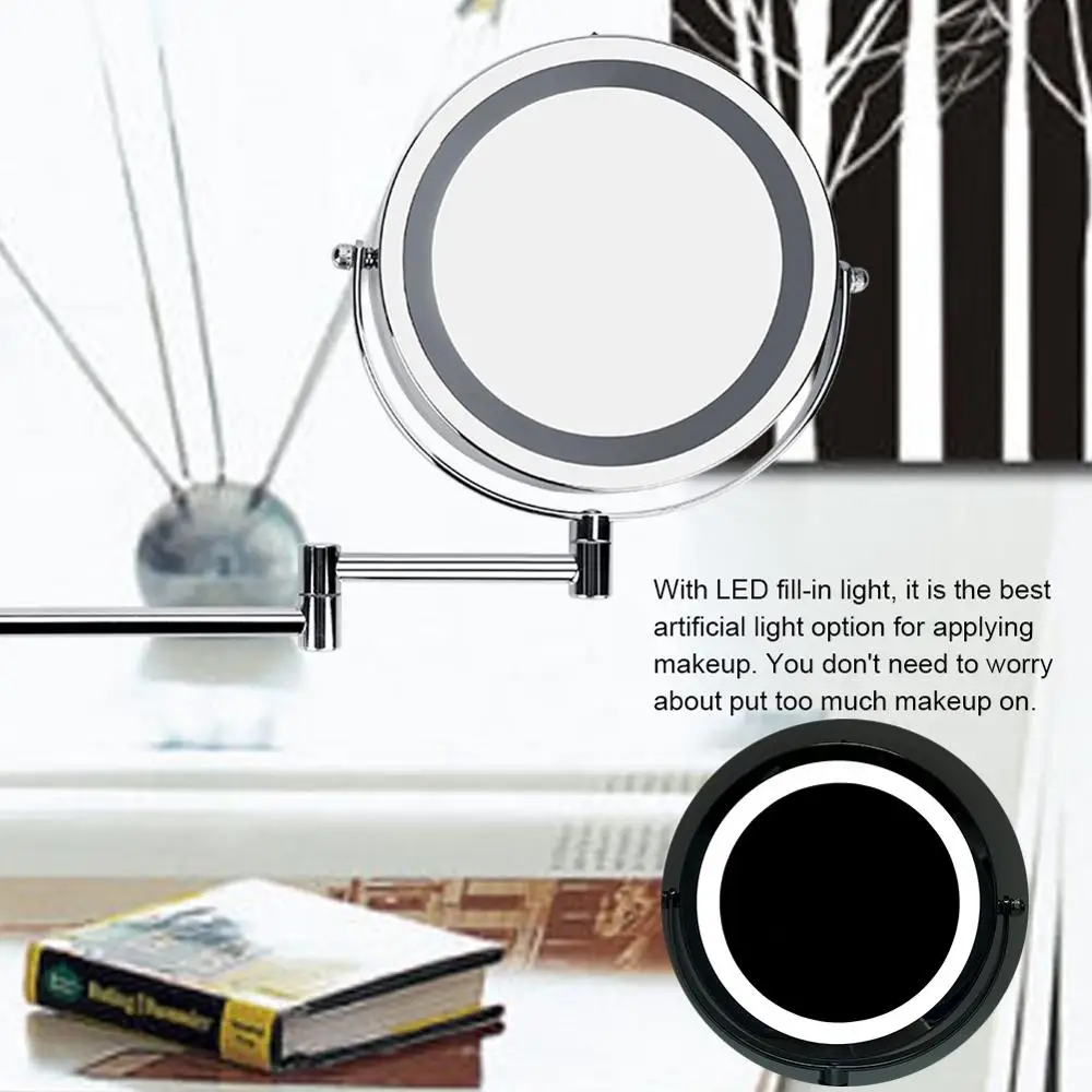 Светодиодный зеркало настенное крепление для макияжа Поворот на 360 градусов