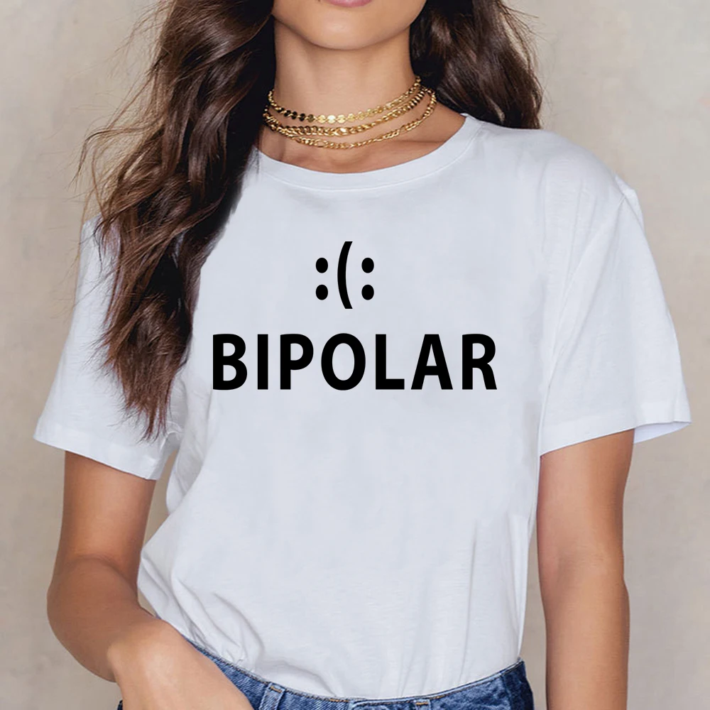 

Tops T Shirt Women Bipolar Womens Scoop Neck Vogue Vintage Custom Female Shirt