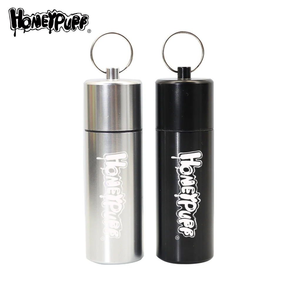

HONEYPUFF Aluminum Keychain Stash Jar Cans Smell Proof Metal Herb Container Box Suit Outdoor Indoor Smoking Pipe Accessoires