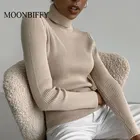 Женский трикотажный свитер-водолазка, повседневный мягкий джемпер с длинным рукавом, облегающий эластичный пуловер Стретч, весна-лето