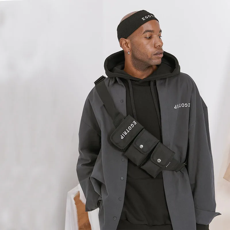 New Men Hip hop Waist Bag Boy Multi Pocket Tactical Pack Male Fanny Fashion Hip-hop Canvas Chest Bags Waterproof | Багаж и сумки