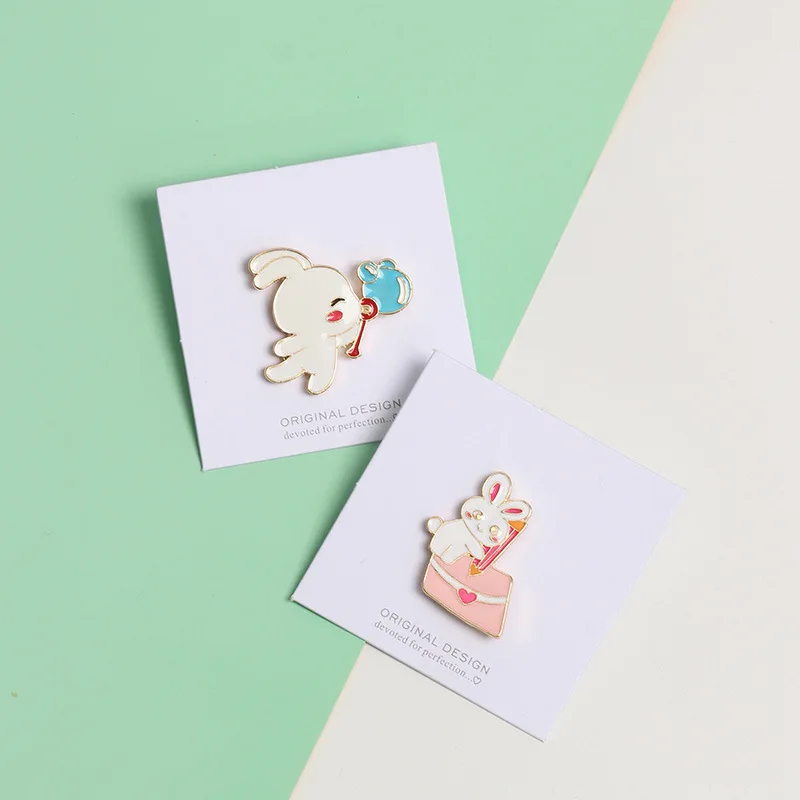 Милые Мультяшные Броши кролик для женщин эмалированные булавки аксессуары