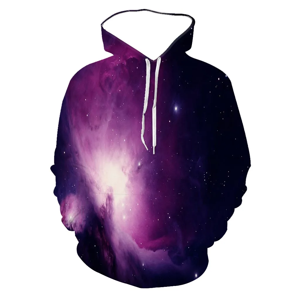 

Creative new 3D digital printing starry sky universe new hooded long-sleeved unisex top