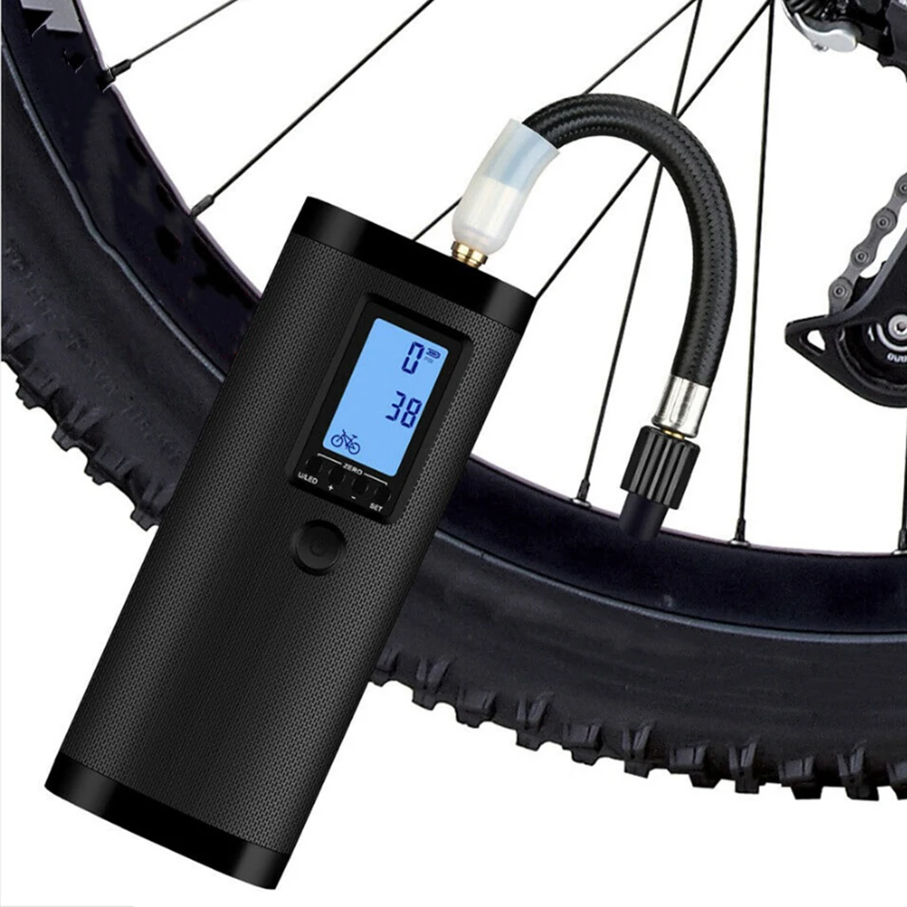Barato Bomba Eléctrica De Compresor De Aire, Bomba De Llanta Para Coche Digital Portátil Con Adaptador De Boquillas, Luz LED Para Coche, Bicicleta, Neumáticos, Bolas, Natación