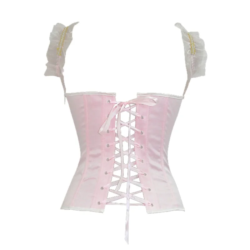 

Sexy Corset Pink Blue Steampunk Corselet Women Corsets and Bustiers Body Lace Up Sexy Lingerie Beaded Halter Overbust Bustier