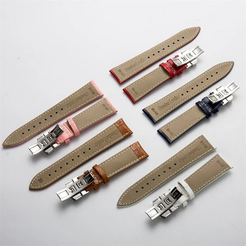 Watchbands Genuine Leather Watch Band straps 15mm 16mm 17mm 18mm 19mm 20mm 22mm Watch accessories Women Men Pink Red Belt band