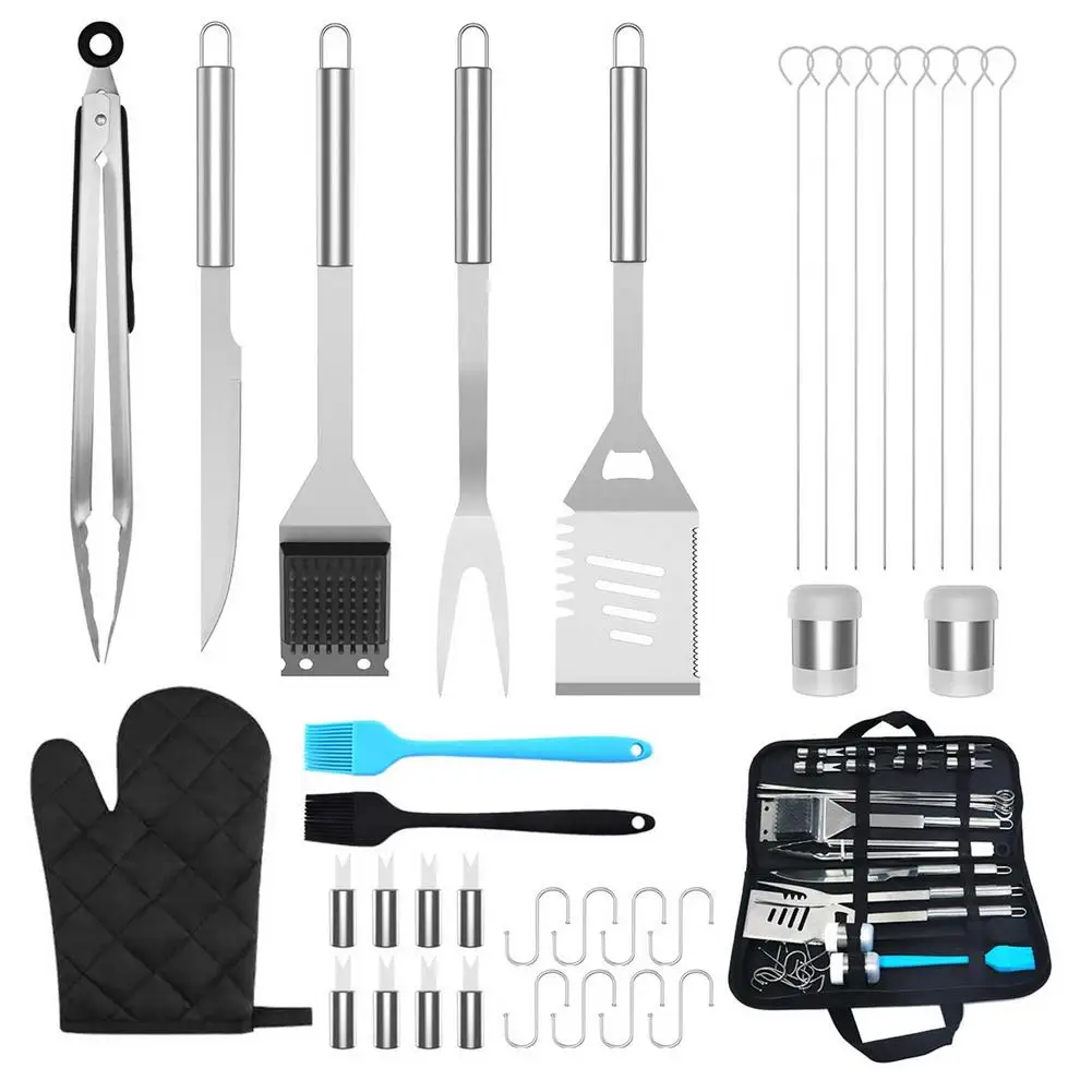 

Stainless Steel BBQ Tools Set 35pcs Grilling Gift Set With Portable Storage Bag Barbecue Grill Tool Utensils Kit Cutlery Accesso