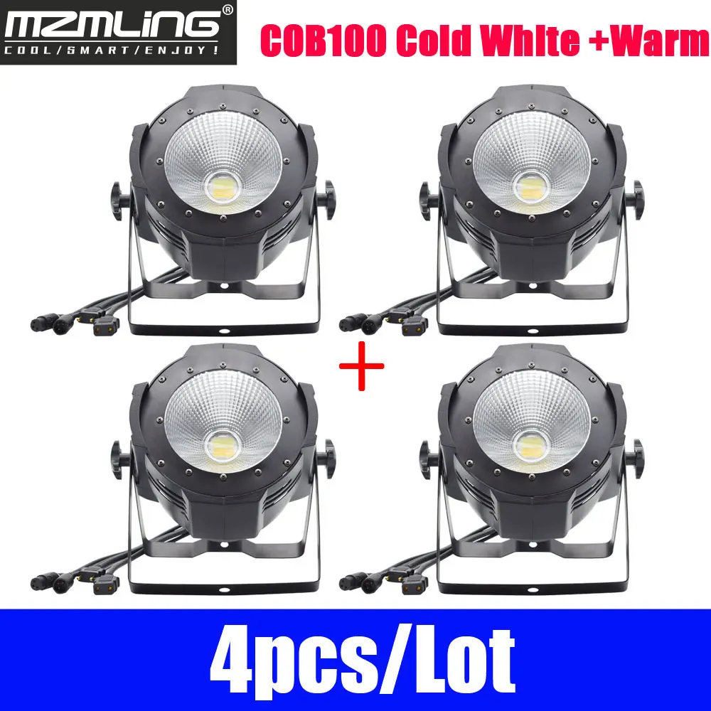 4 шт./лот DMX512 COB100 холодный белый + теплый свет светодиодный прожектор Par Led