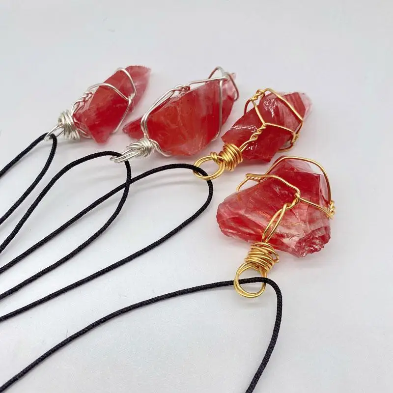

Irregular Man-made Crystal Stone Silver Plated Handmade Pendant Necklaces With Rope Chain For Women Girl Party Decor Jewelry