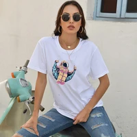 women t shirts xs 3xl asian size high quality 100 cotton funny spaceman design printing astronaut swing loose tee female tops