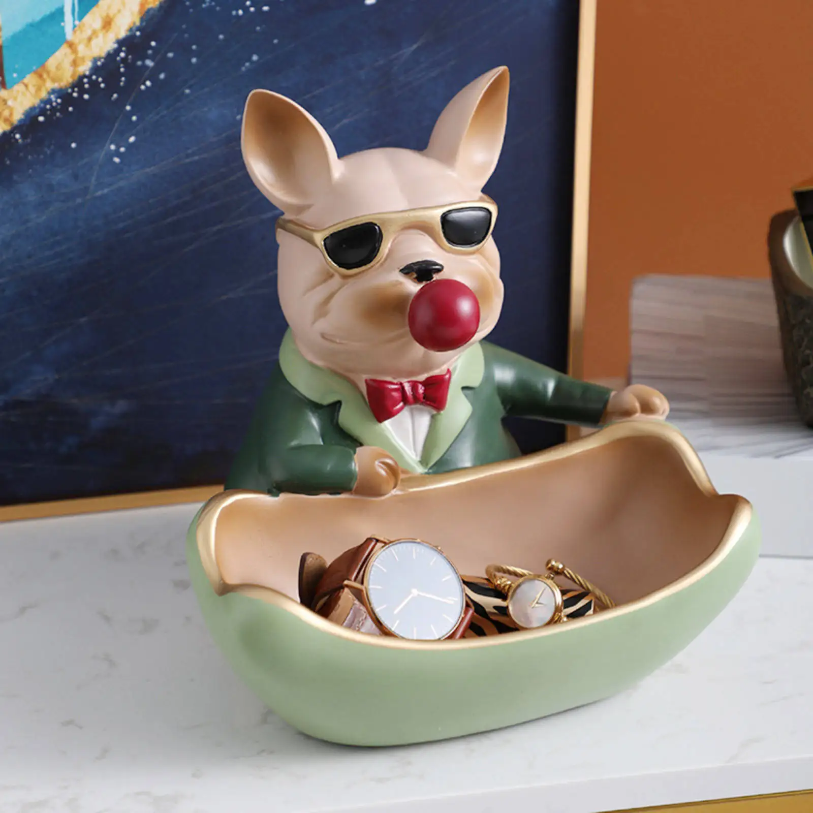 

Adorable Animal Statue Keys Holder Ornaments Candy Trinkets Home for Porch Table Desk Tabletop Display Coffee Table Living Room