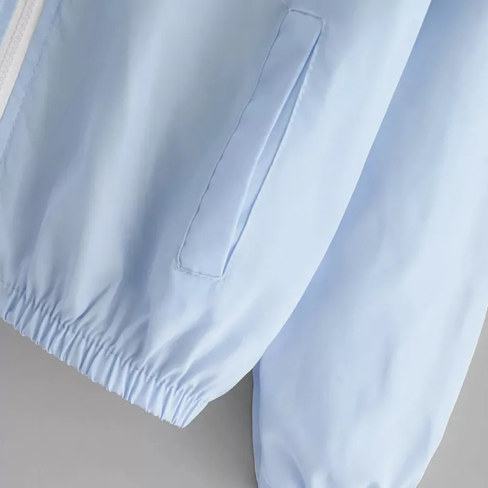 Лоскутная тонкая куртка с капюшоном Женская ветровка длинным рукавом и