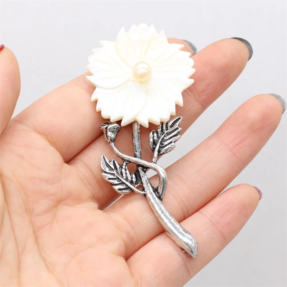 Женская Брошь из натуральной ракушки брошь в форме цветка подвеска для