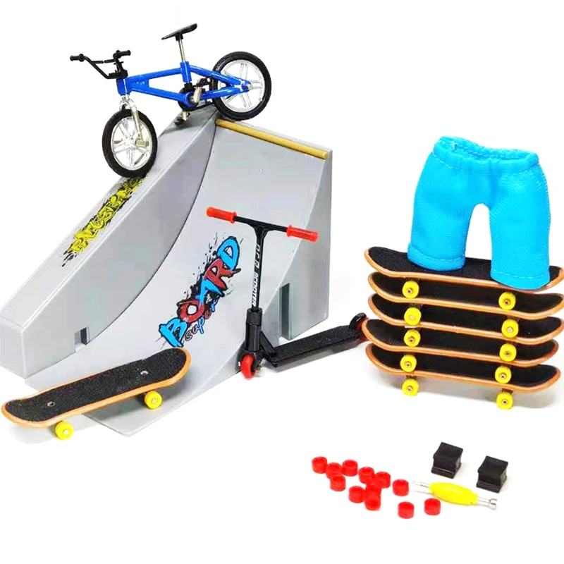 

Mini Finger Skateboard Ramp Skatepack Fingerboard Bicycle Skate Boards Ramps Set Skatepark Fingertip Skateboard Toy Gift