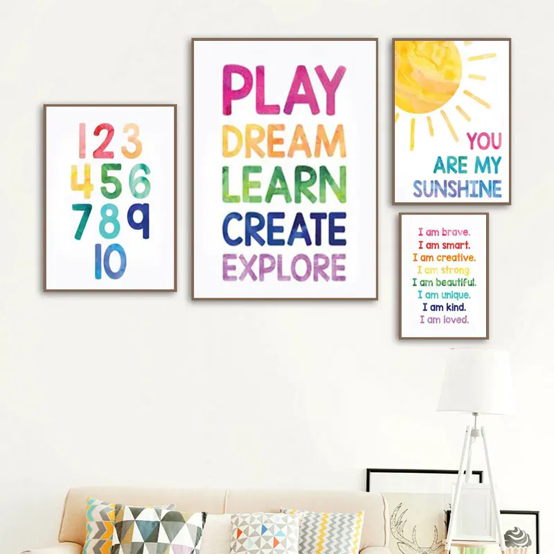 

Numbers Alphabet Education Poster Canvas Painting Posters and Prints Nursery Wall Art Pictures Nordic Baby Kids Bedroom Decor
