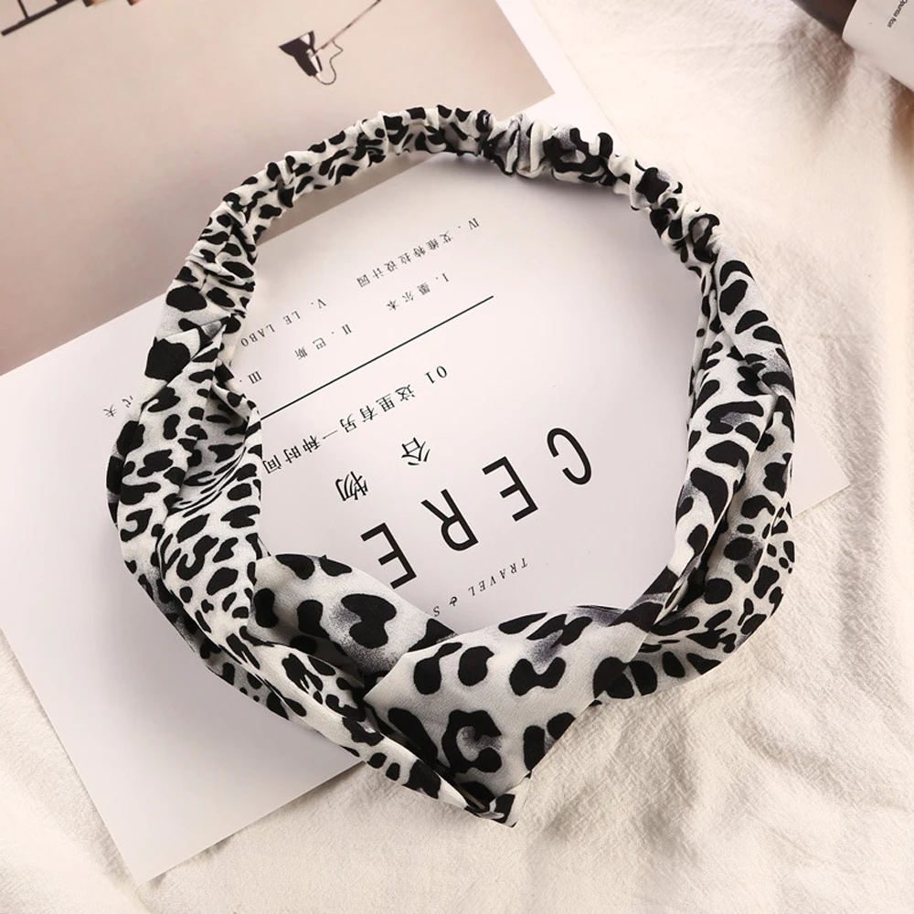 

Fashion Floral print Knot Women Headband Vintage Hairband Girls Headwear Leopard Headband Hair Accessories
