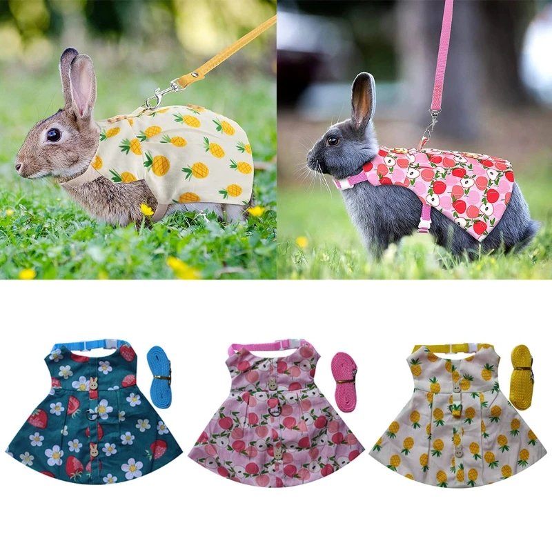 Rabbit Dress Small Animal Outdoor Walking Harness Vest and Leash Set Cute Clothes Chest Strap for Puppy Kitten 2 Sizes | Дом и сад