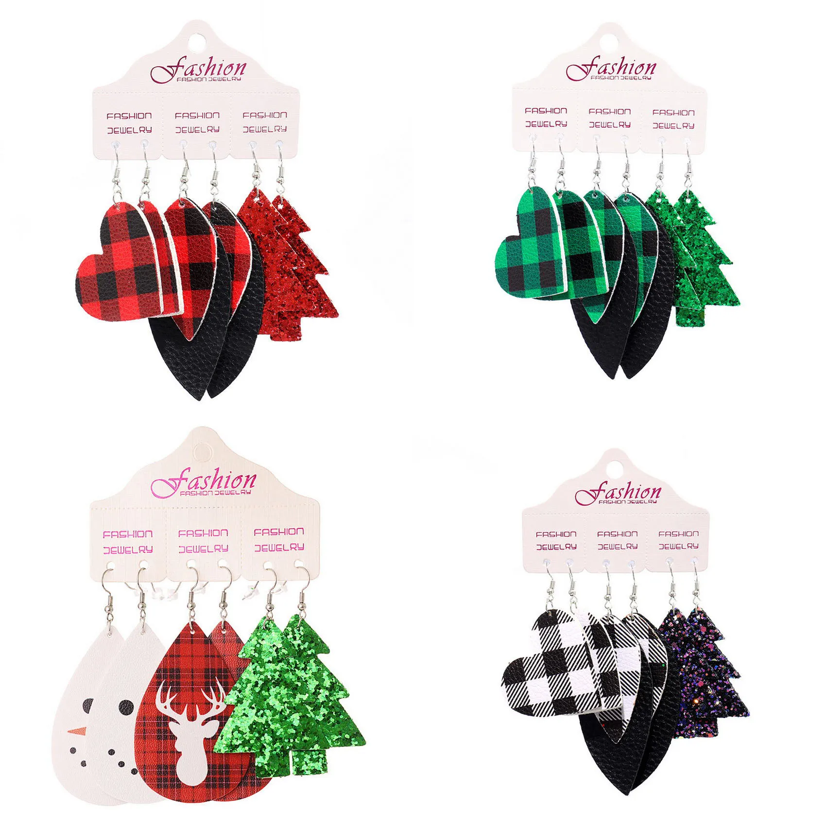 

Серьги-подвески в виде рождественской елки, 3 пары/компл.