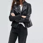 Женская однотонная куртка из искусственной кожи, Повседневная осенняя куртка 2020, черная приталенная верхняя одежда с отложным воротником и карманами на молнии