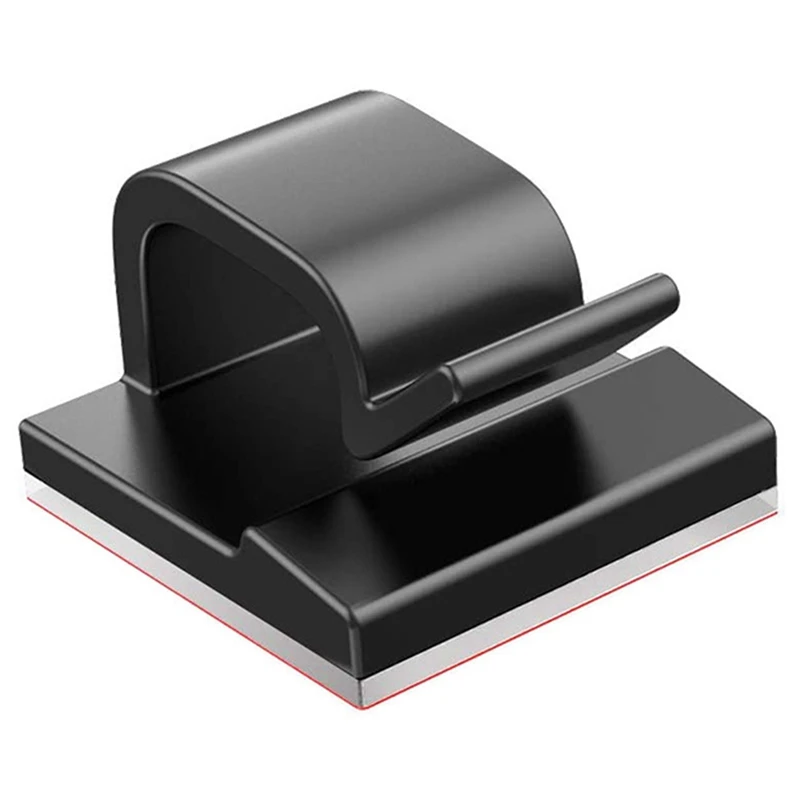 

100PCS Square Storage Fixing Device Desktop Car Office Wall with Line Clip Acrylic Transparent Adhesive Card Clip