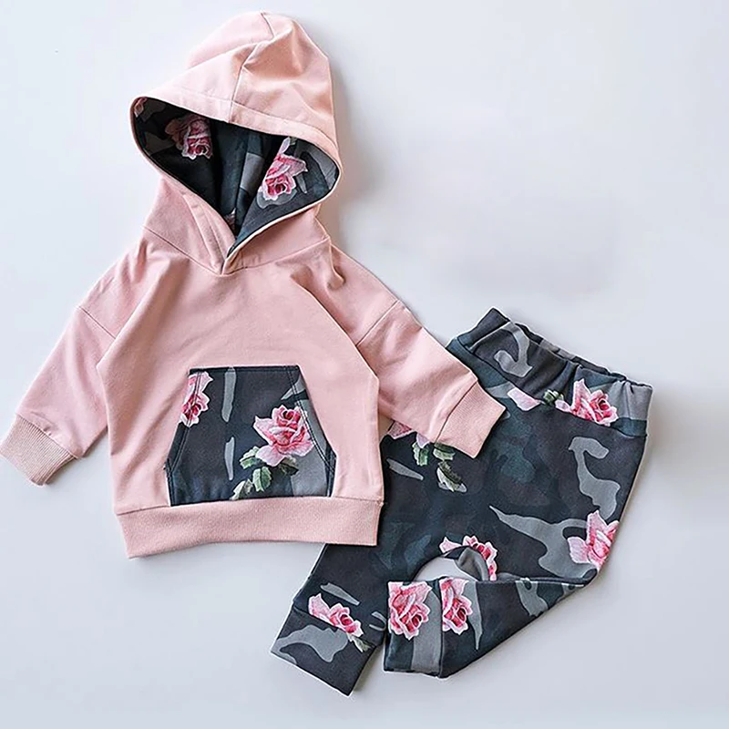 Комплект одежды для маленьких девочек из 2 предметов топ с капюшоном и длинными