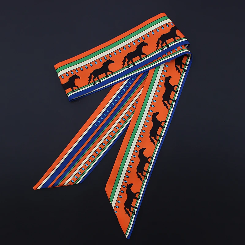 Дизайнерские 2020 Для женщин шелковый шарф тощие волосы группа лошади с узором в