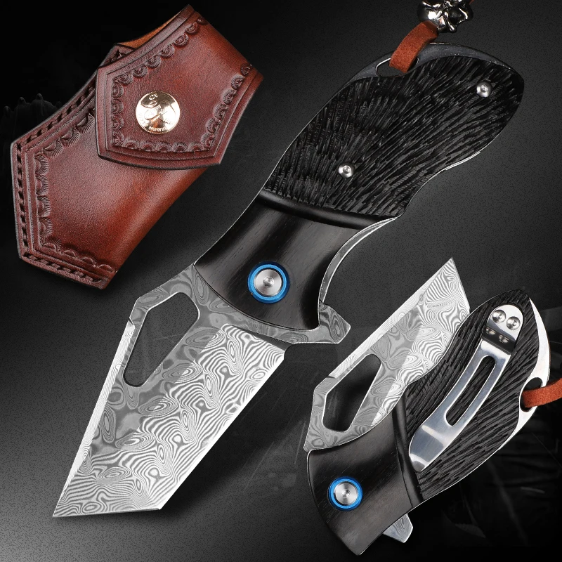 

High-quality Pocket Damascus Coreless Steel Blade Folding Knife Outdoor Camping Tactical Bearing Thumb Knife Envelope Knife Tool