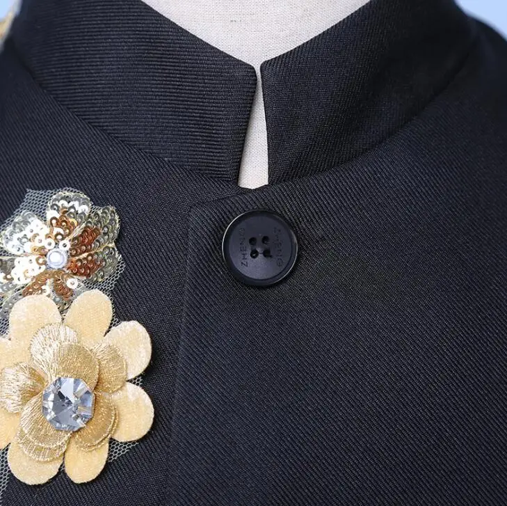 

Chorus blazer men groom suit set with pants mens embroidery Chinese tunic suit costume singer stage clothing formal dress b9