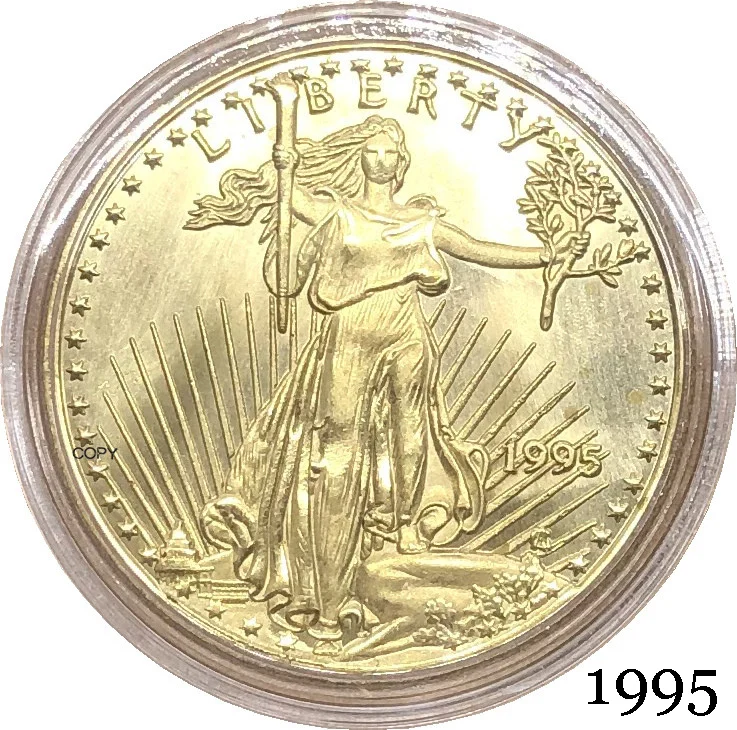 

United States Of America Eagle Gold BUllion Brass Metal coins $25 Half Ounce 25 Dollars 1995 Liberty Fine In God We Trust Coin