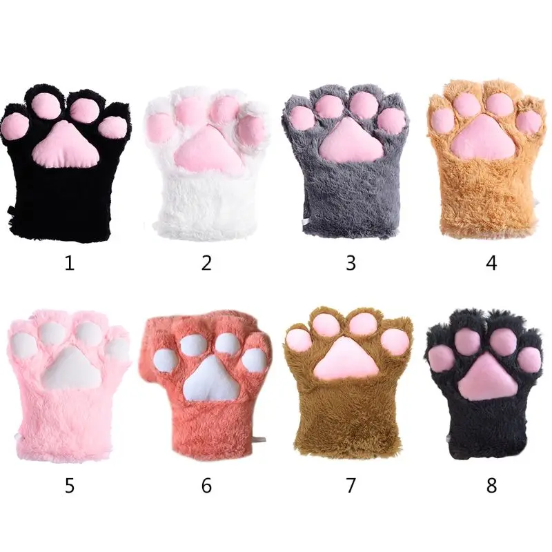 

Women Girls Cute Cat Paw Gloves Winter Warm Plush Cartoon Anime Cosplay Mittens