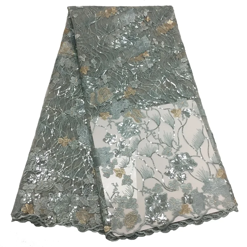 

African lace fabric 2020 High quality Nigerian French sequins lace fabric wedding dress