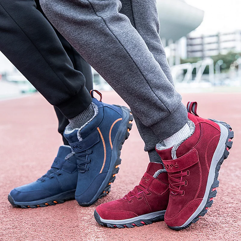 Men Boots Plush Warm Snow Women Boots Men Work Hiking Shoes Sneakers High Top Waterproof Rubber Ankle Boots Plus Size Unisex