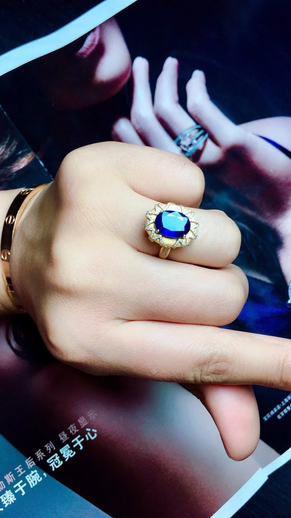819 ювелирные украшения 18K желтое золото натуральный 3.1ct драгоценный камень, синий сапфир 18k золото бриллианты камень кольцо унисекс для женщин кольца