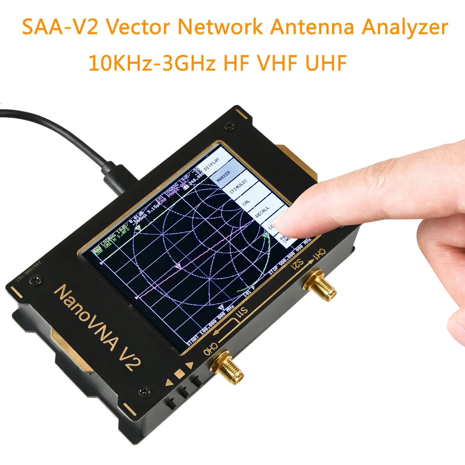 Векторный анализатор сети NanoVNA S-A-A-2 V2 10 кГц ~ 3 ГГц MF HF VHF UHF антенны 2 дюйма