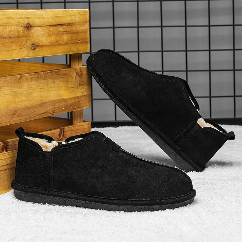 Мужские зимние ботинки YOUSHU Нескользящие удобные теплые кроссовки на плоской