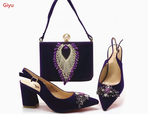 

doershow Free Shipping,Italian Women Shoes And Bags To Match Set Sale Beaded African Matching Shoes And Bag For party!SGX1-15
