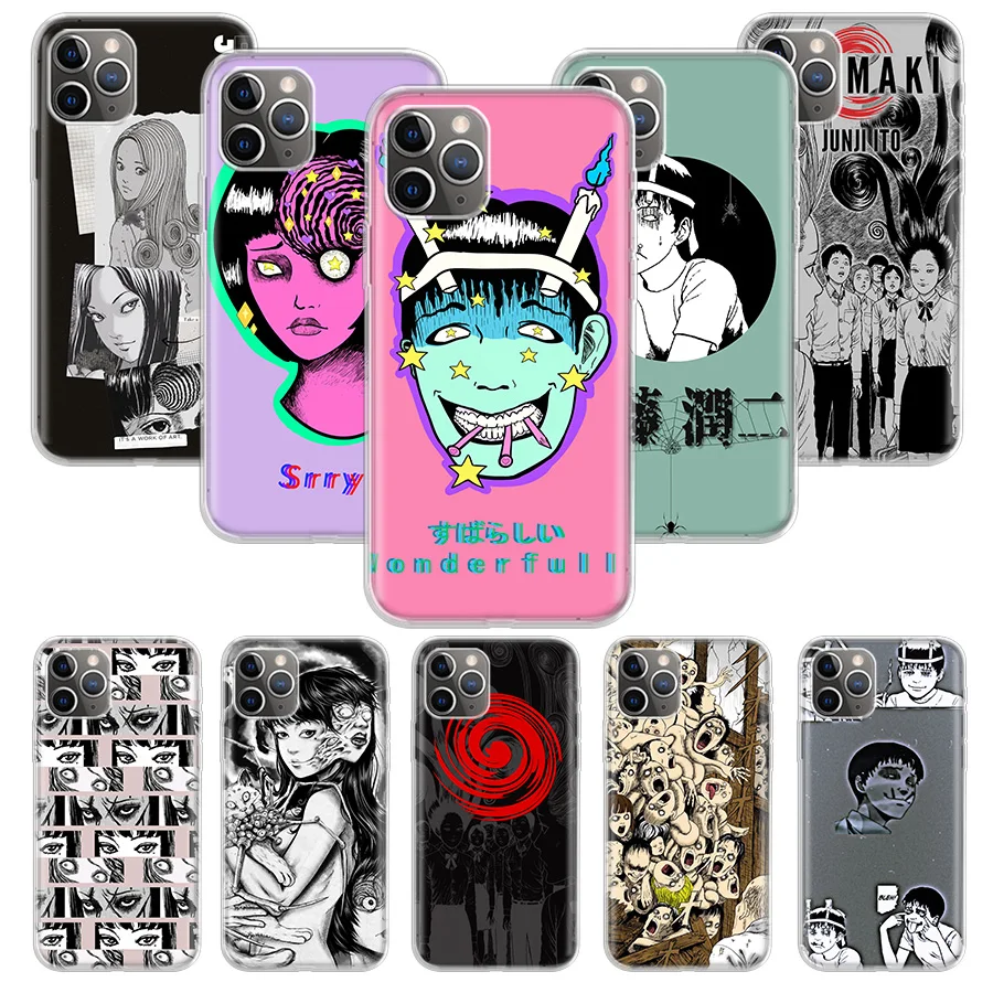 

Hot Junji Ito Tees Horror cartoon Soft Phone Case For IPhone 11 12 13 14 Pro MAX XR X XS Mini Apple 8 7 Plus 6 6S SE 5S Fundas